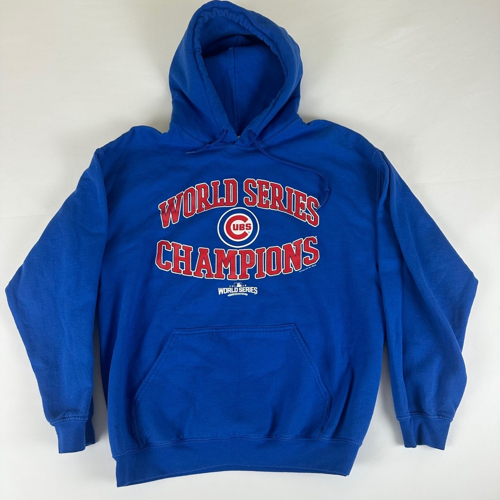 Cubs World Series Champions Hoodie Gildan Heavy Blend‎ Blue Mens Large